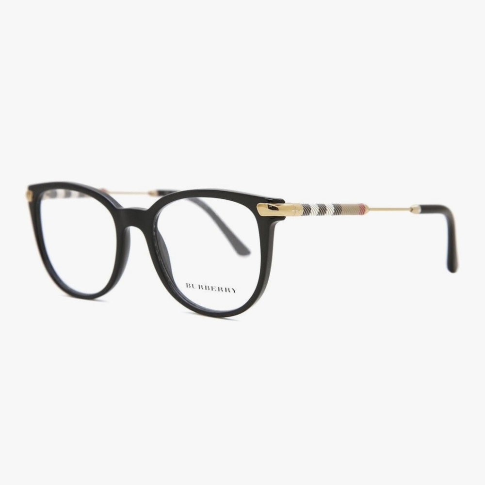Burberry Black Gold Plaid Womens Eyewear Glasses